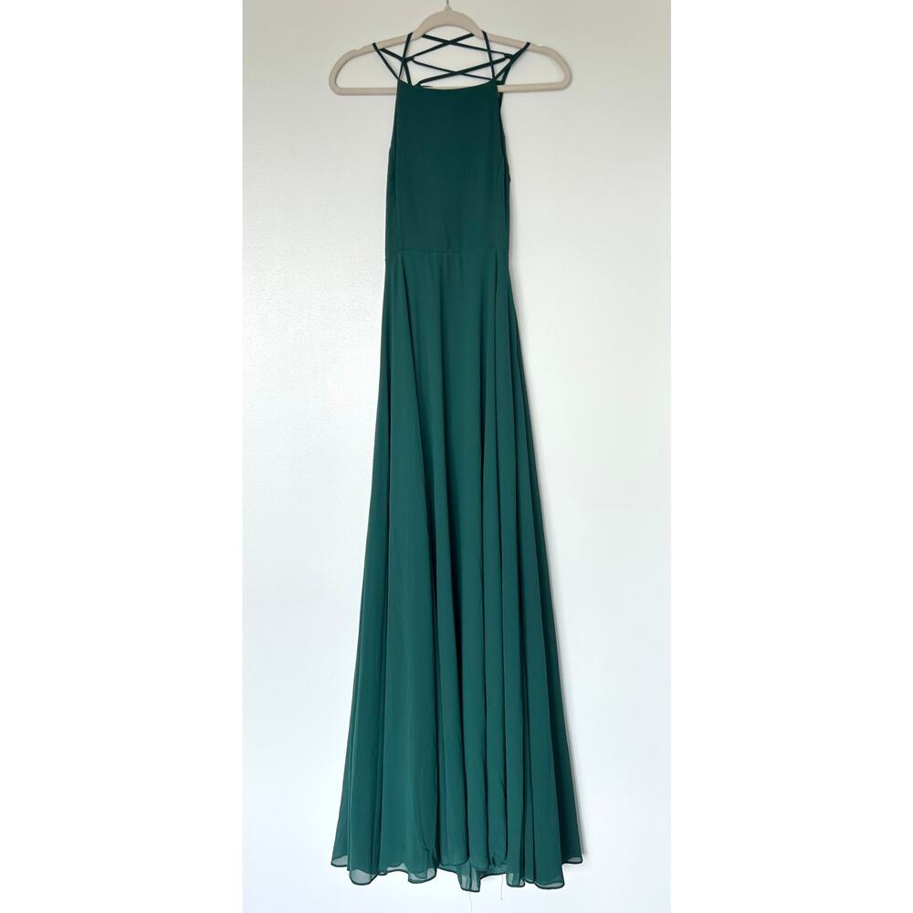 Lulus Strappy To Be Here Forest Green Lace-Up Maxi Dress Size Medium Formal Gown - Picture 8 of 16